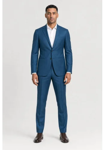 Costume Bleu canard 3 pieces — porté face — sur mesure — Costume Privé Paris
