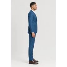 Costume Bleu canard 3 pieces — vue profil porté