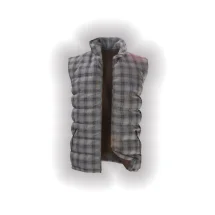 Doudoune sans manche gris carreaux marron | Costume Privé Paris