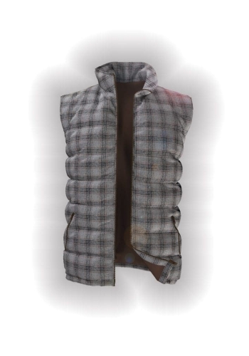 Doudoune sans manche gris carreaux marron