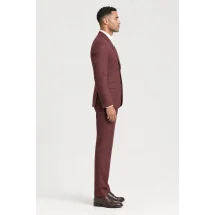 Costume de mariage bordeaux champêtre - élégance nature pour votre grand jour. — vue profil porté
