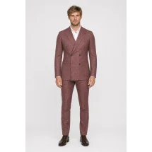 veste croisée été bordeaux : élégance et confort garantis — porté face — sur mesure — Costume Privé Paris