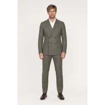 veste croisée été vert olive - Style et confort pour la saison estivale — porté face — sur mesure — Costume Privé Paris