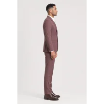 Costume mariage poudré foncé - élégance et raffinement pour votre grand jour. — vue profil porté
