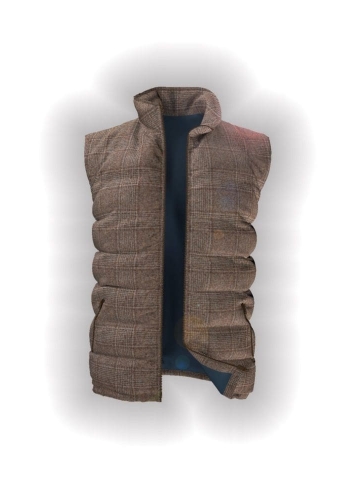 Doudoune sans manche marron clair Prince de Galles