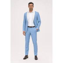 Smoking mariage bleu méditerranéen — porté décontracté veste ouverte
