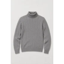 Pull col roulé torsade gris moyen — packshot ensemble