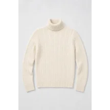 Pull col roulé torsade beige — packshot ensemble