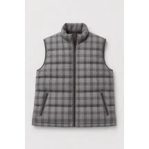 Doudoune sans manche gris carreaux marron — packshot ensemble