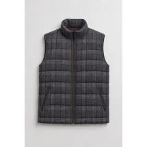 Doudoune sans manche gris carreaux violet — packshot ensemble
