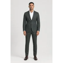 Blazer vert pied de coq automne — porté face — sur mesure — Costume Privé Paris