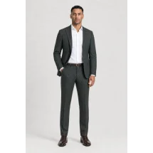 Blazer vert pied de coq automne — porté décontracté veste ouverte
