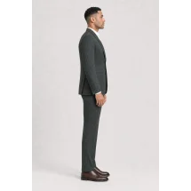 Blazer vert pied de coq automne — vue profil porté
