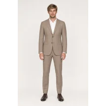 Veste beige prince de Galles automne — porté face — sur mesure — Costume Privé Paris