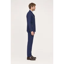 Veste saharienne lin bleu marine — vue profil porté