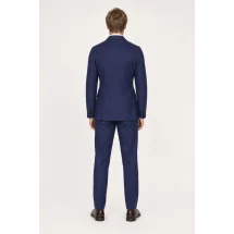 Veste saharienne lin bleu marine — vue de dos porté