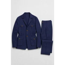 Veste saharienne lin bleu marine — packshot ensemble