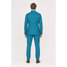 Veste saharienne lin bleu turquoise — vue de dos porté