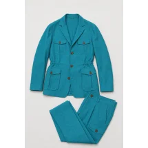 Veste saharienne lin bleu turquoise — packshot ensemble