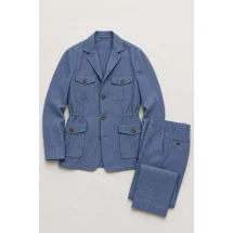 Veste saharienne lin bleu denim — packshot ensemble