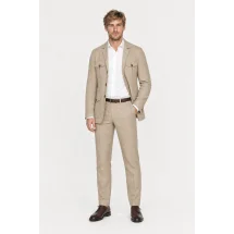 Veste saharienne lin beige sable — porté décontracté veste ouverte