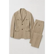 Veste saharienne lin beige sable — packshot ensemble