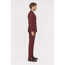 Veste saharienne lin bordeaux — vue profil porté