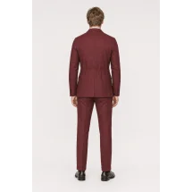 Veste saharienne lin bordeaux — vue de dos porté