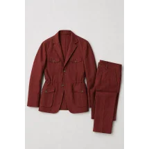 Veste saharienne lin bordeaux — packshot ensemble