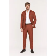 Veste saharienne lin terracotta — porté décontracté veste ouverte