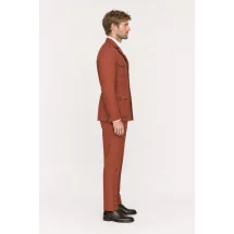 Veste saharienne lin terracotta — vue profil porté