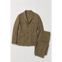 Veste saharienne lin vert kaki — packshot ensemble