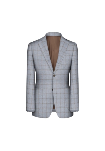 Veste bleu ciel large carreau marron automne