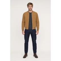 Blouson nubuck camel MA1 Steve — porté face — sur mesure — Costume Privé Paris