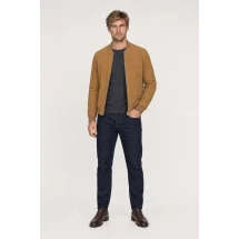 Blouson nubuck camel MA1 Steve — porté veste partiellement ouverte