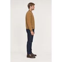 Blouson nubuck camel MA1 Steve — vue profil porté