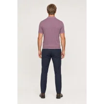 Polo coton piqué manche courte rose — vue de dos porté