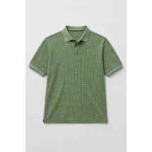 Polo coton piqué manche courte vert gazon — packshot ensemble