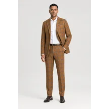 veste croisée orange carreaux bleu été — porté décontracté veste ouverte
