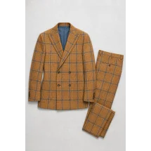veste croisée orange carreaux bleu été — packshot ensemble