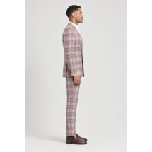veste croisée rose carreaux gris été — vue profil porté