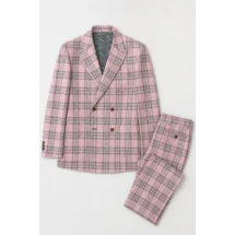 veste croisée rose carreaux gris été — packshot ensemble