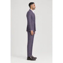 veste croisée violet carreaux été — vue profil porté