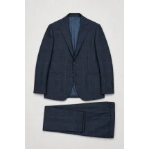 Veste bleu double carreaux marron — packshot ensemble