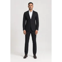 Veste noir nattée — porté face — sur mesure — Costume Privé Paris
