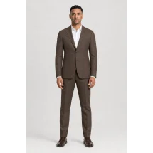 Veste marron brun nattée — porté face — sur mesure — Costume Privé Paris