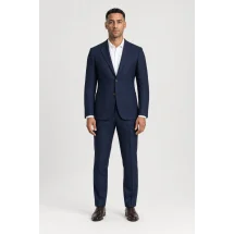 Veste bleu foncé nattée — porté face — sur mesure — Costume Privé Paris