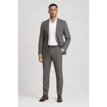 Veste grise prince de Galles tweed été — porté décontracté veste ouverte