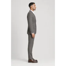 Veste grise prince de Galles tweed été — vue profil porté