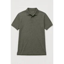 Pull polo manche courte vert olive — packshot ensemble
